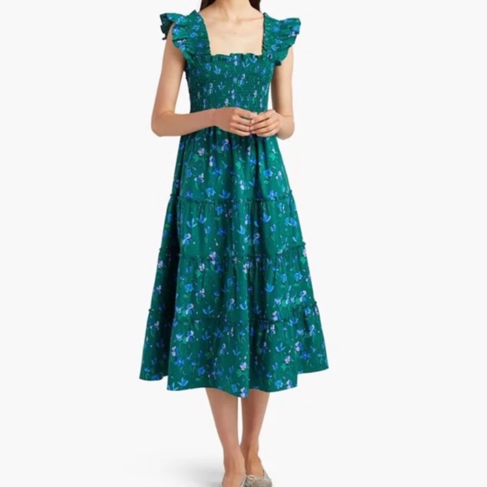 Hill House Home Ellie Nap Dress XS Emerald Space Floral